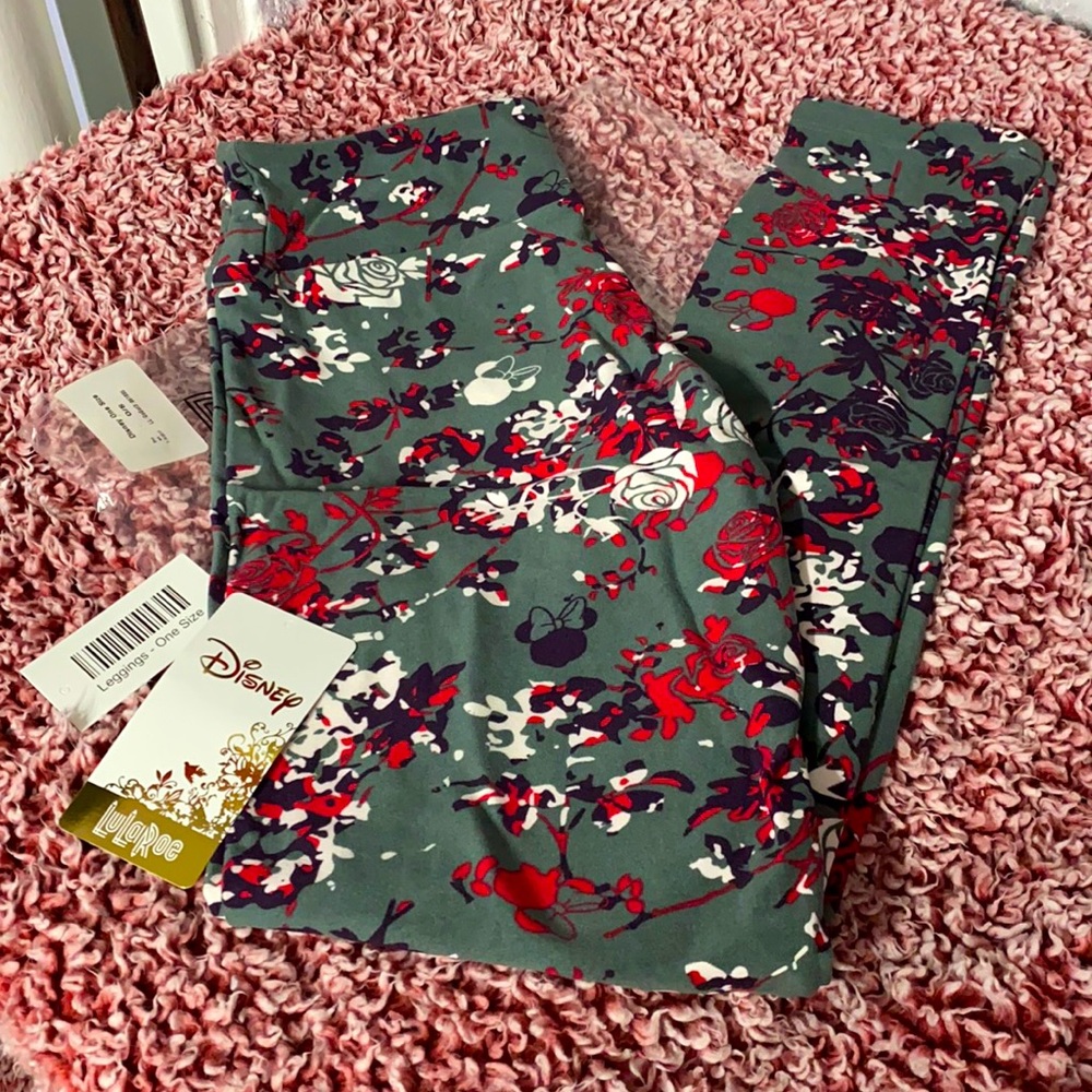 LulaRoe Disney Mickey Minnie Floral One Size Leggings